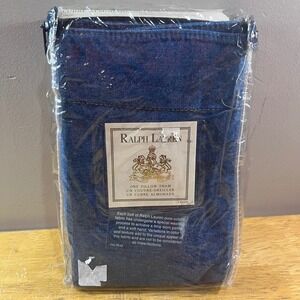 Vtg Ralph Lauren Home Indigo Blue Denim Cotton Standard Pillow Sham Made in USA